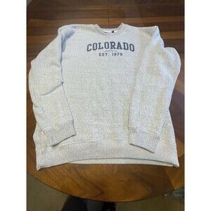 Coconut Creek Trading Fleece Crew Neck Colorado Gray Pullover Sz XL Y2k Preppy